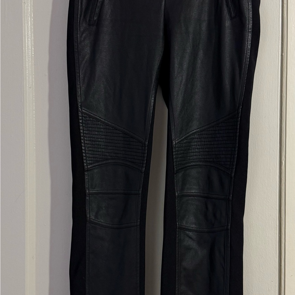BCBG Max Azria Black Faux Leather Panel Leggings